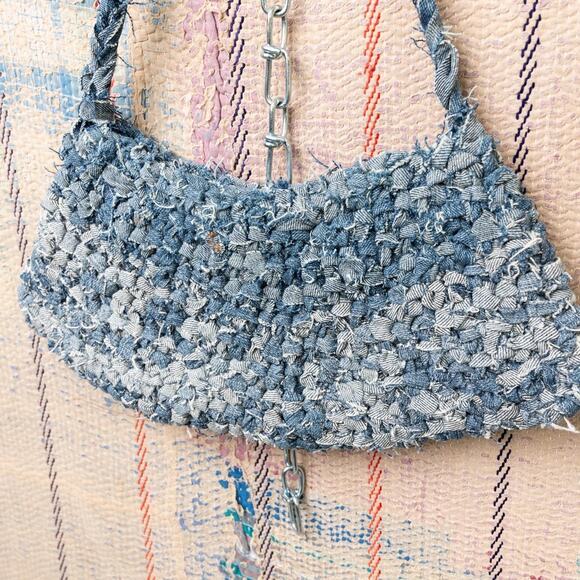 Upcycled Crochet Baguette Bag |crochet Shoulder Bag - Picture 4 of 7
